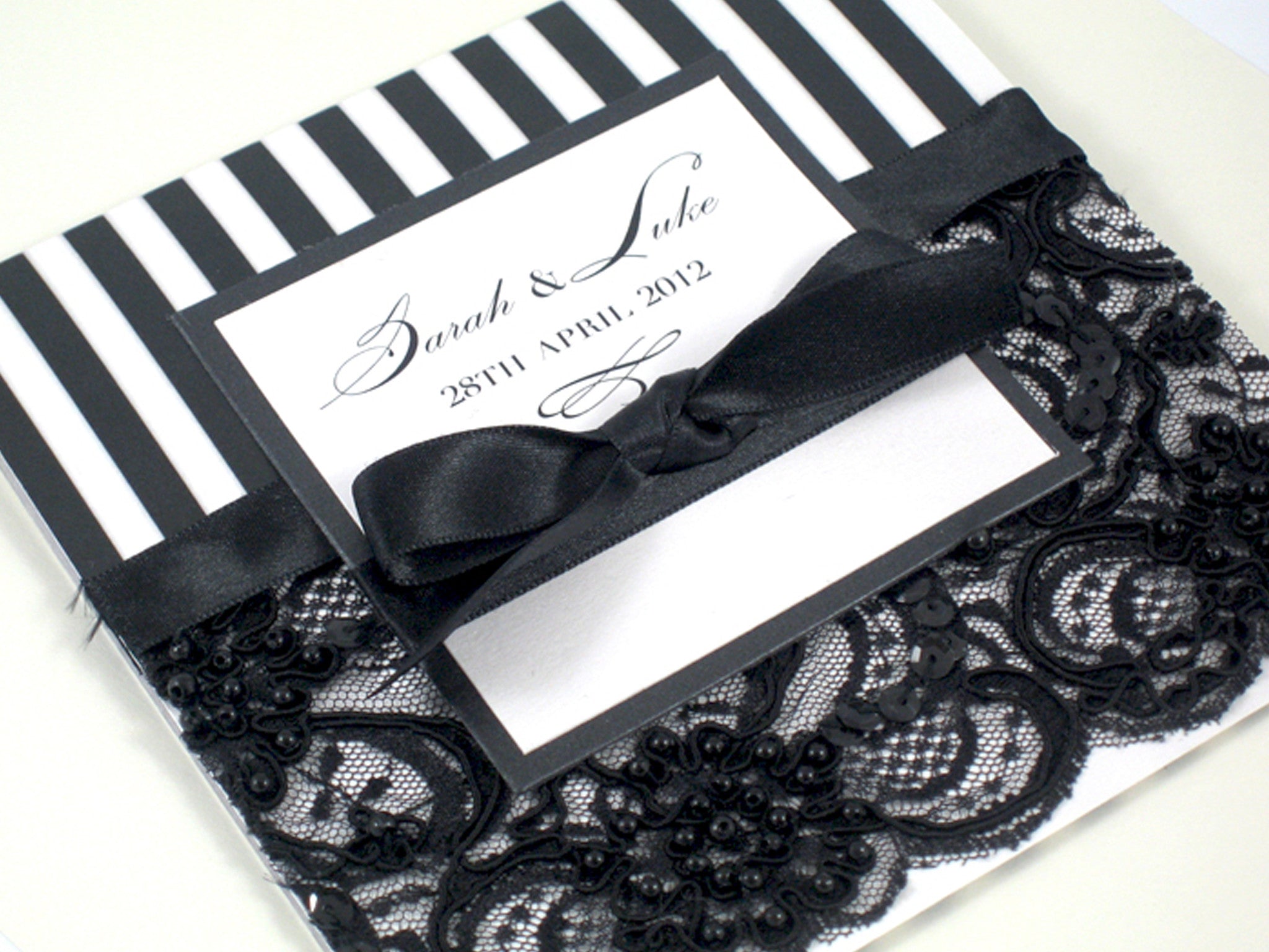 White and Black Lace Wedding Envelopes